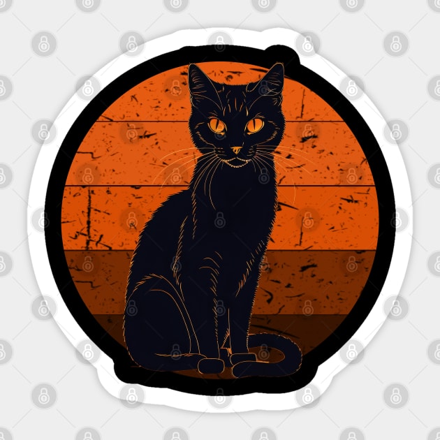 Black Cat and Orange Background Sticker by DeathAnarchy